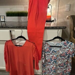 Orange Kids Shirt with Lace Sleeves